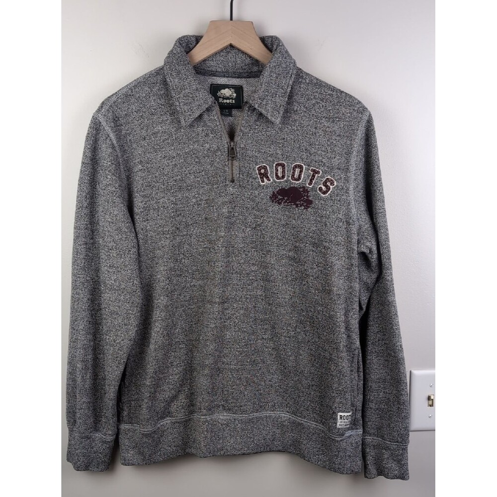 Roots | Heather Grey Quarter-Zip Pullover | Large